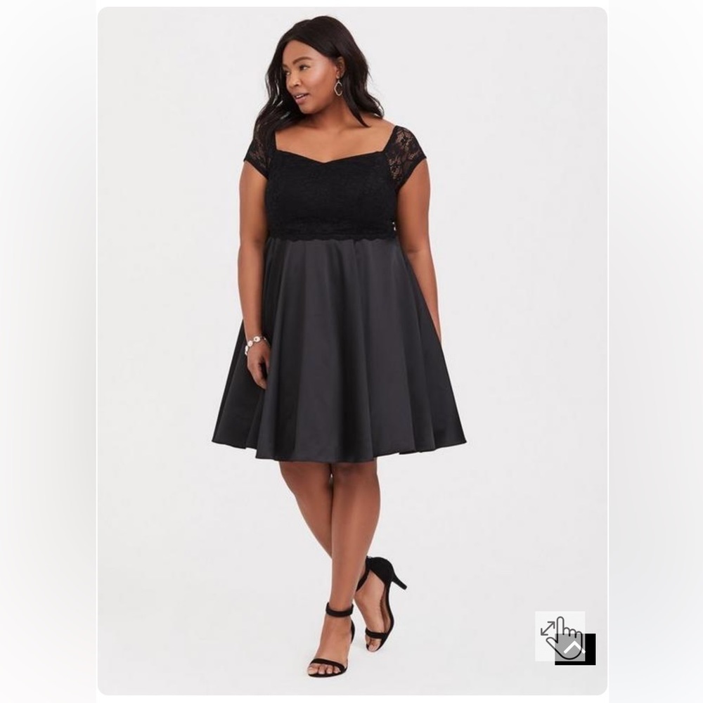 NWT Torrid Black Satin Knee Length Dress Size 18